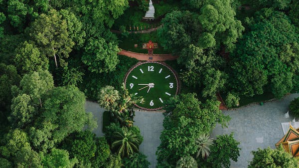 free photo of aerial view of a large clock in front of the temple of wat phnom phnom penh cambodia